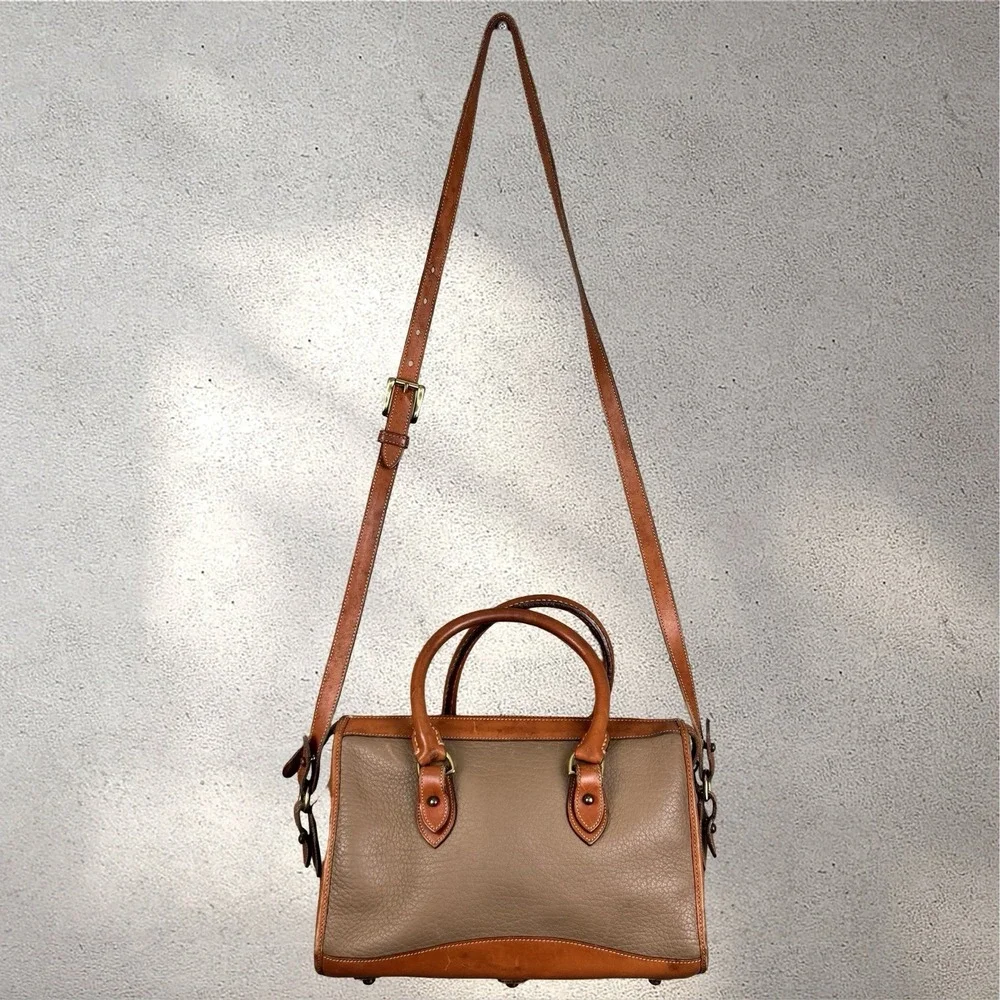 Vintage 80s Dooney &‎ Bourke All Weather Leather Boston Satchel Bag Made in US